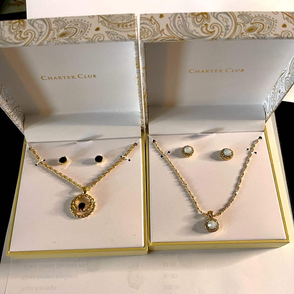 Lot of 2 Charter club 3 pc necklace earring sets